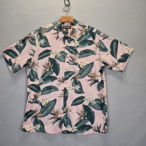 Cooke Street Hawaiian Shirt Tropical Flowers Floral Pink/Green Size Large